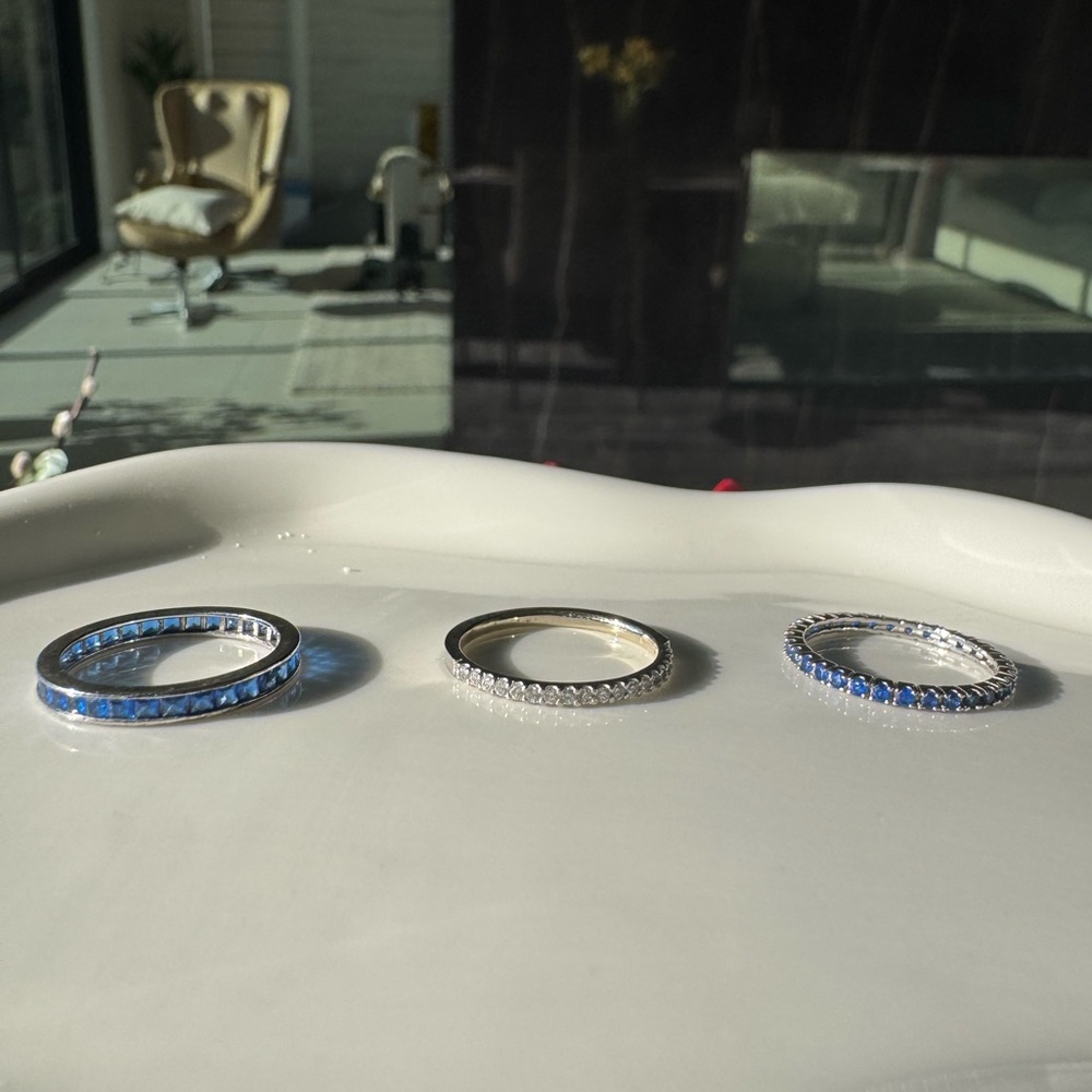 Elegant Blue and white Ring Set